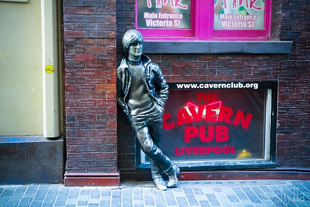 John Lennon's bronze statue at 10 Mathew Street (Cavern Oub)
